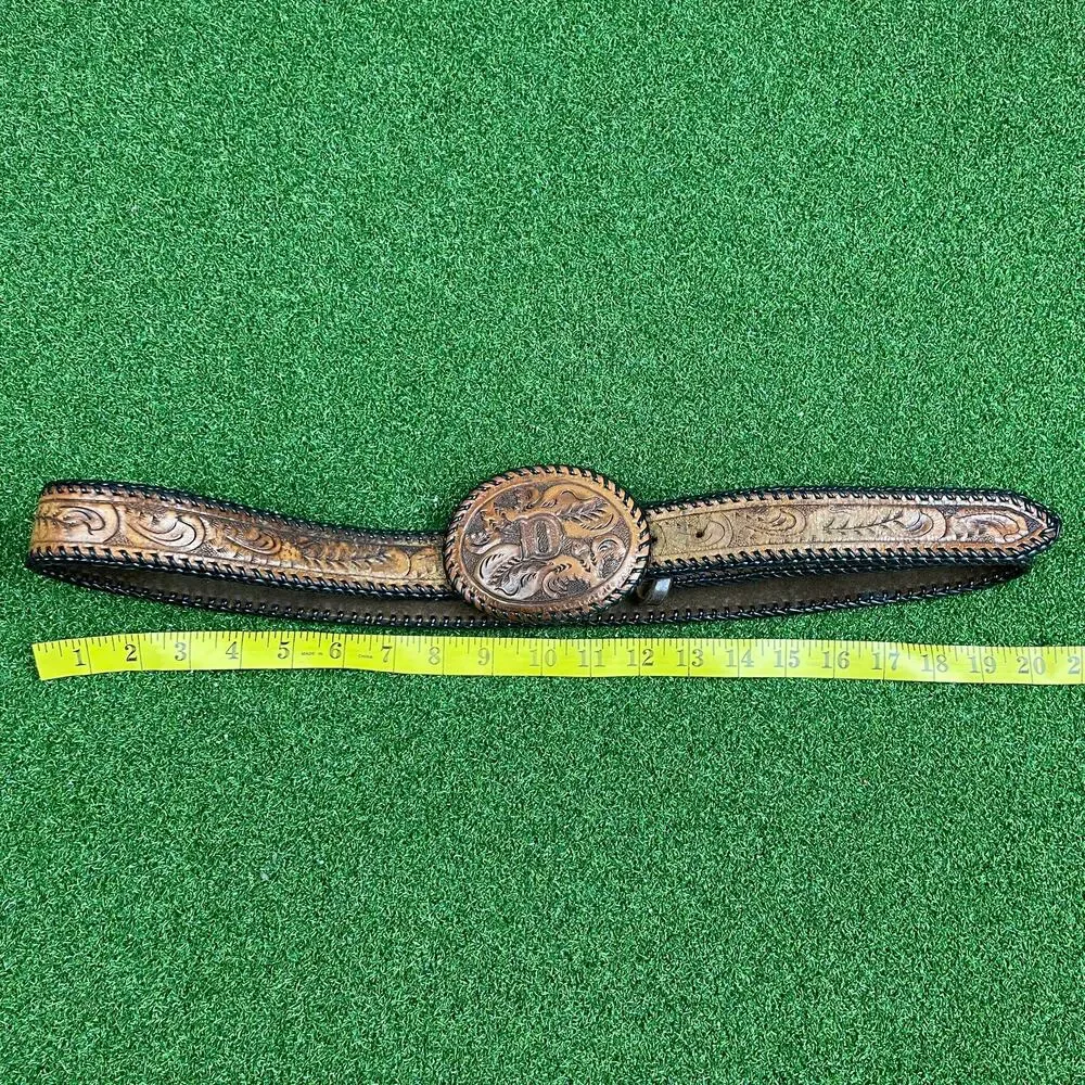 Vintage Brown Leather Cowboy Western Belt
